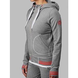 LULULEMON FLASHBACK HOODIE JACKET GRAY/PINK COLOR SIZE 4 PTP 16.5”